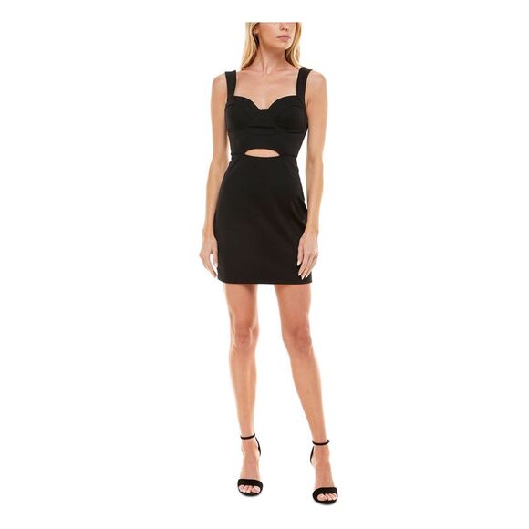 SPEECHLESS Womens Black Open Back Crisscross Sleeveless Short Dress S - Picture 1 of 3